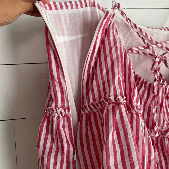 NWT CINQ À SEPT Avva tiered striped cotton midi dress Size 14 - Picture 5 of 10